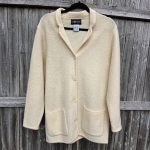 Vintage Wool Sag Harbor Sag Harbor Cream Button Up Jacket Medium Shawl Collar